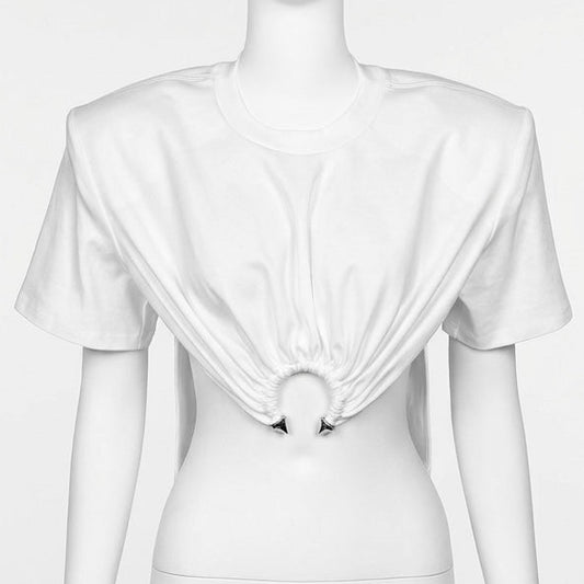 Seks Shoulder Pad cropped piercing Tee