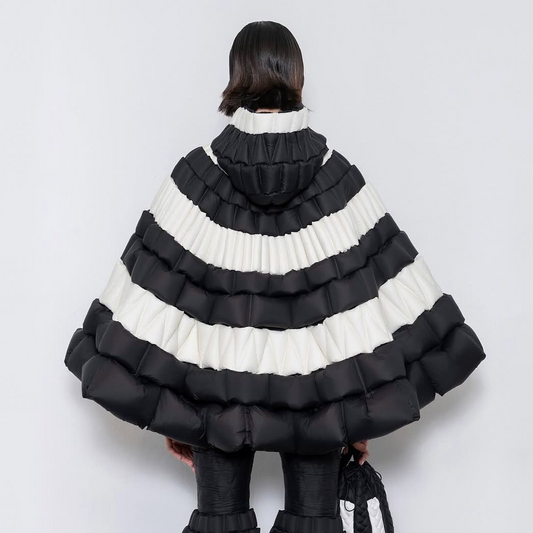 Two tone puffer cape