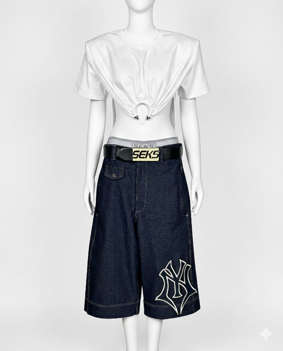 Seks Shoulder Pad cropped piercing Tee