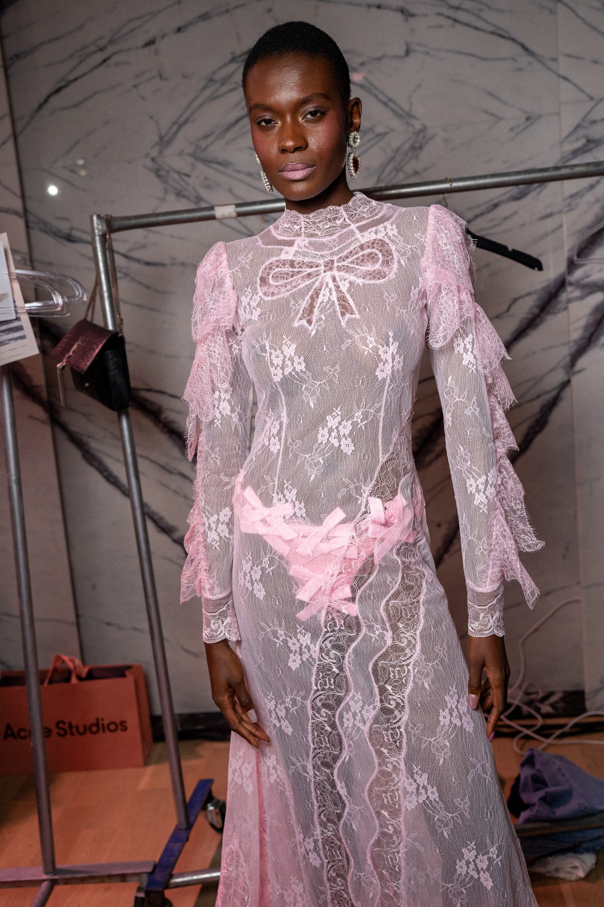 Landmee new SS2027 Runway Ribbon bow lace gown