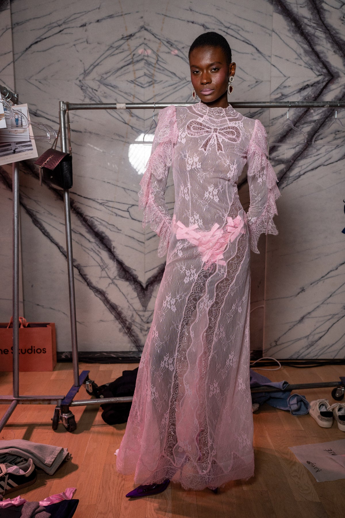 Landmee new SS2027 Runway Ribbon bow lace gown