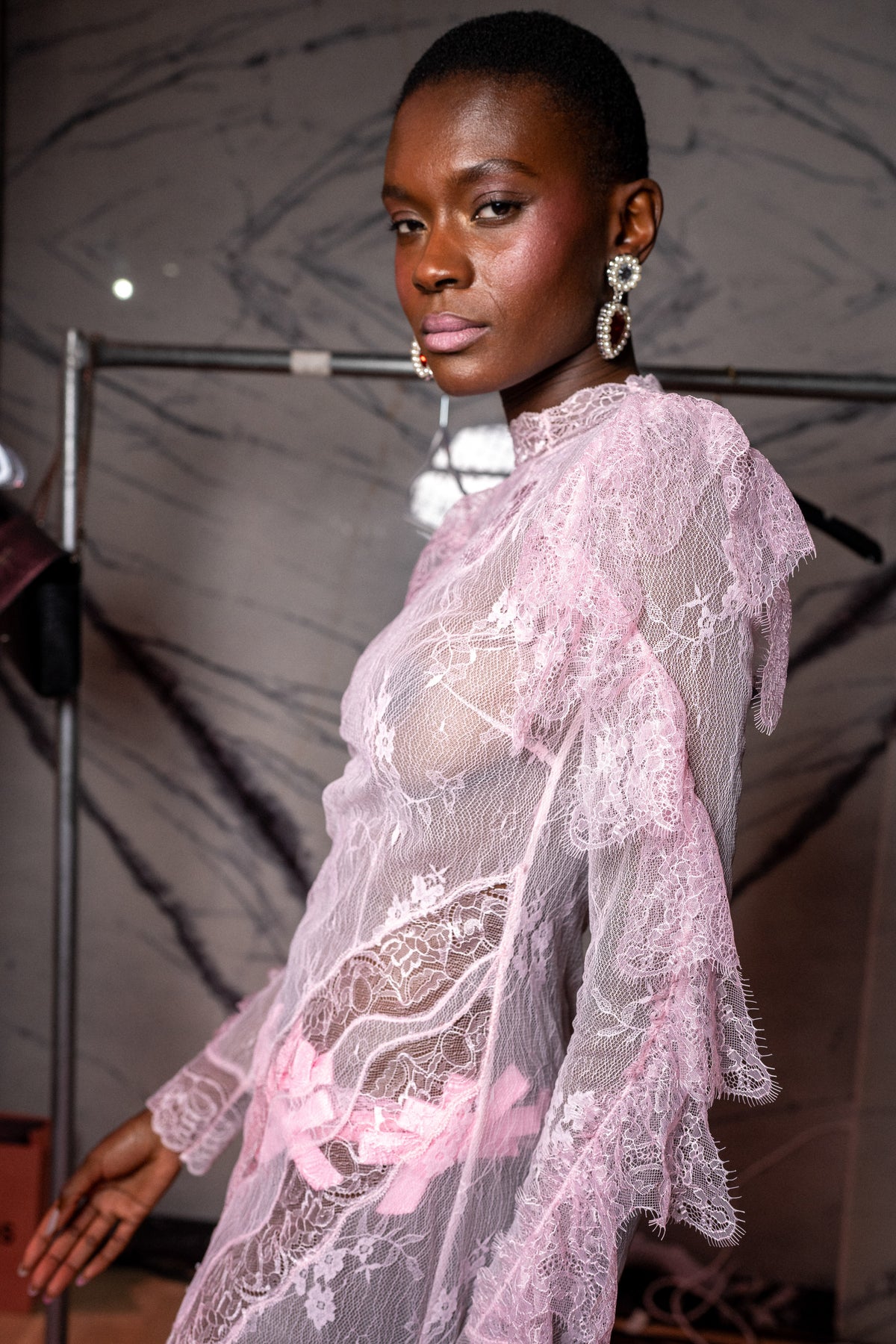 Landmee new SS2027 Runway Ribbon bow lace gown