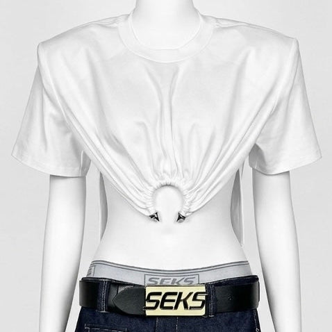 Seks Shoulder Pad cropped piercing Tee