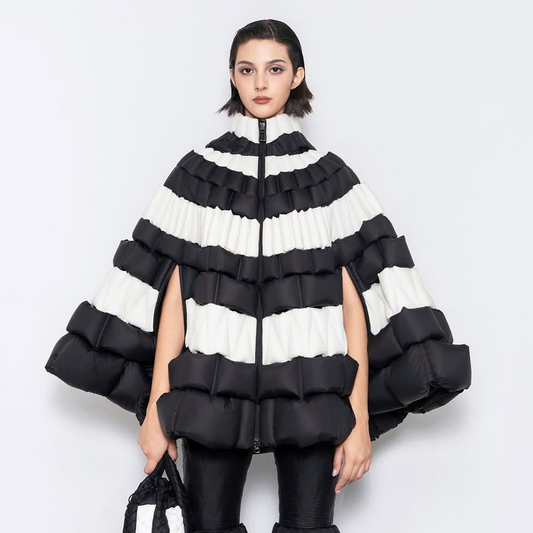 Two tone puffer cape