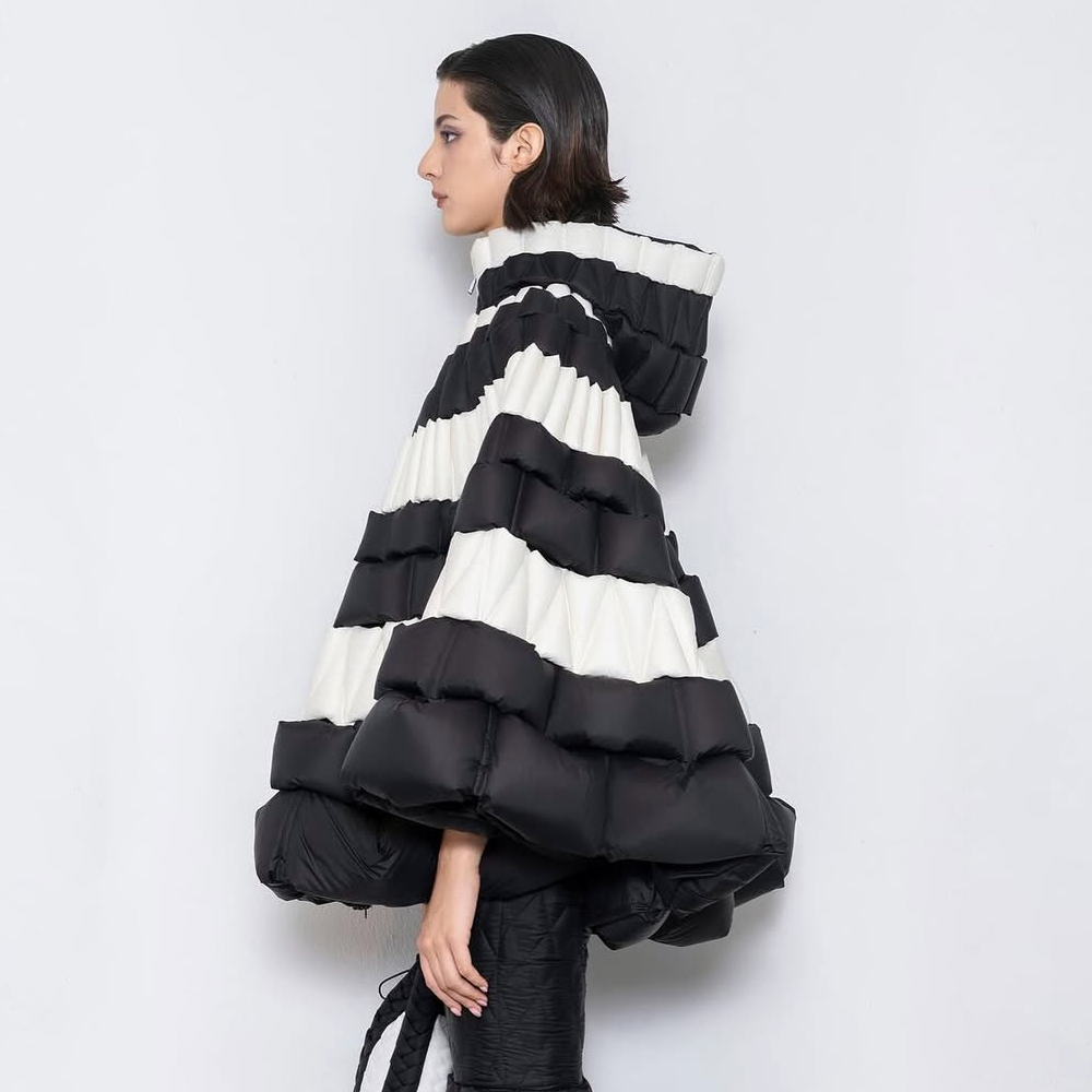 Two tone puffer cape