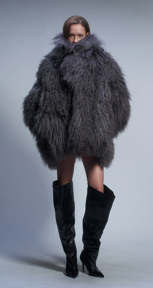 Hannah ShinMongolian Faux Fur Oversized Statement Coat