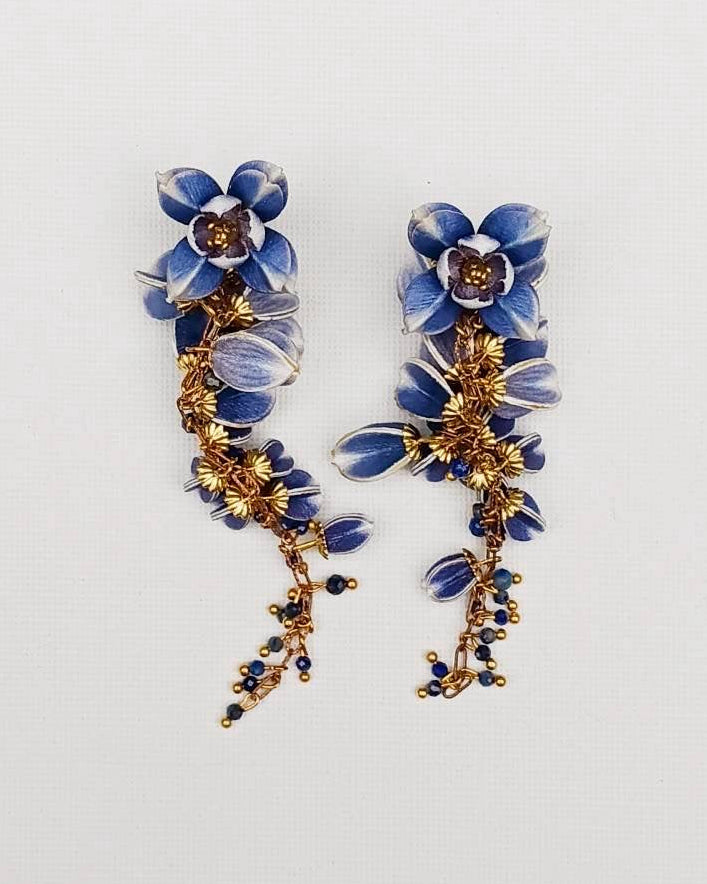 Sarran Midnight Petal Cascade Earrings