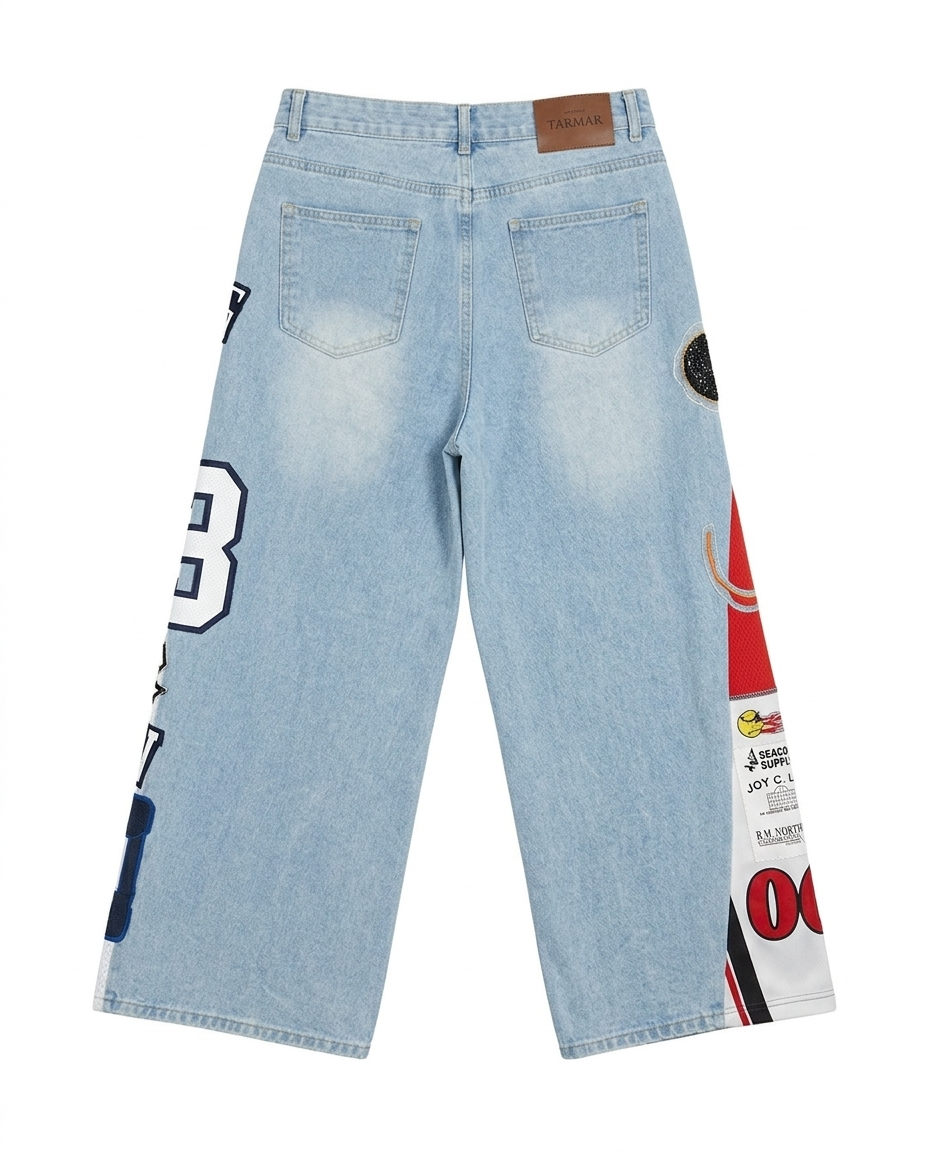 Tarmafia Ribbon Embroidered Denim One of a kind