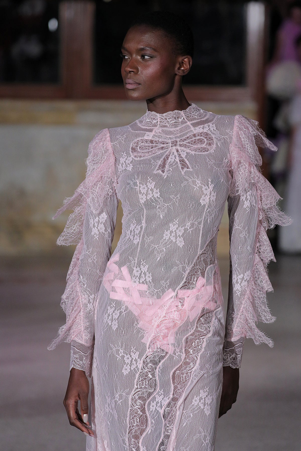 Landmee new SS2027 Runway Ribbon bow lace gown