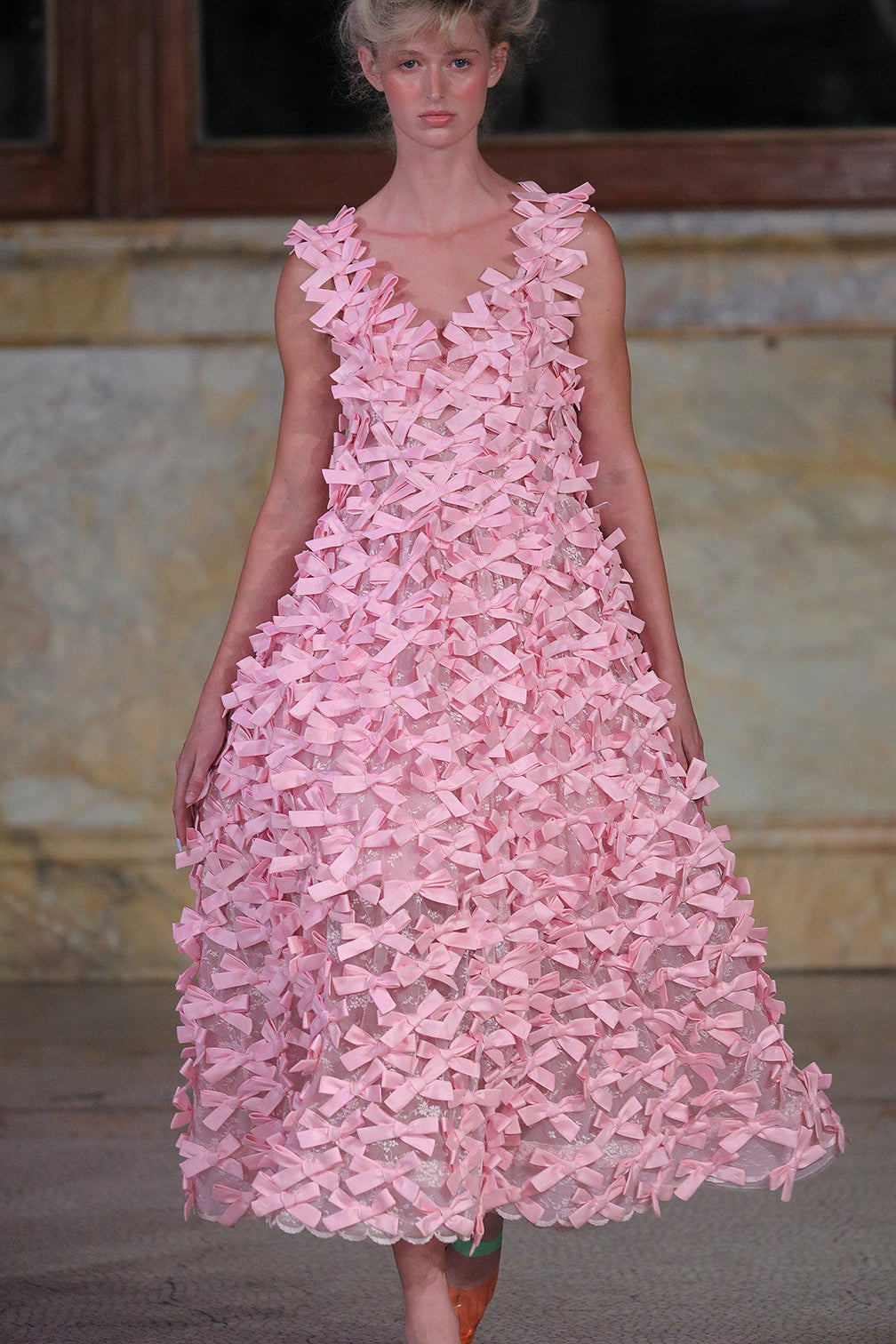 Landmee new SS2027 Runway Hand crafted Bow Dress in Silk