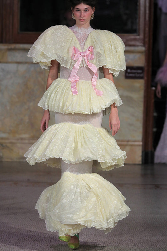 Landmee new SS2027 Runway Ribbon bow ruffle dress