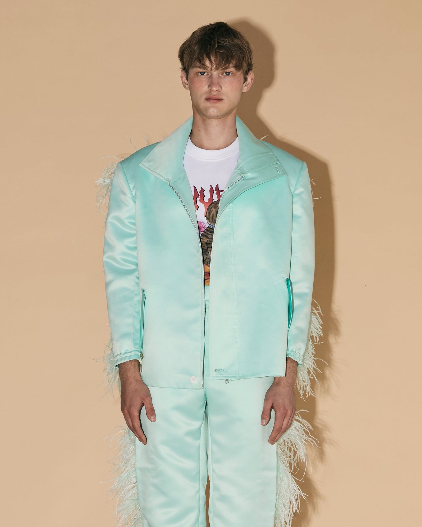 Anuruq MINT OSTRIC FEATHER JACKET