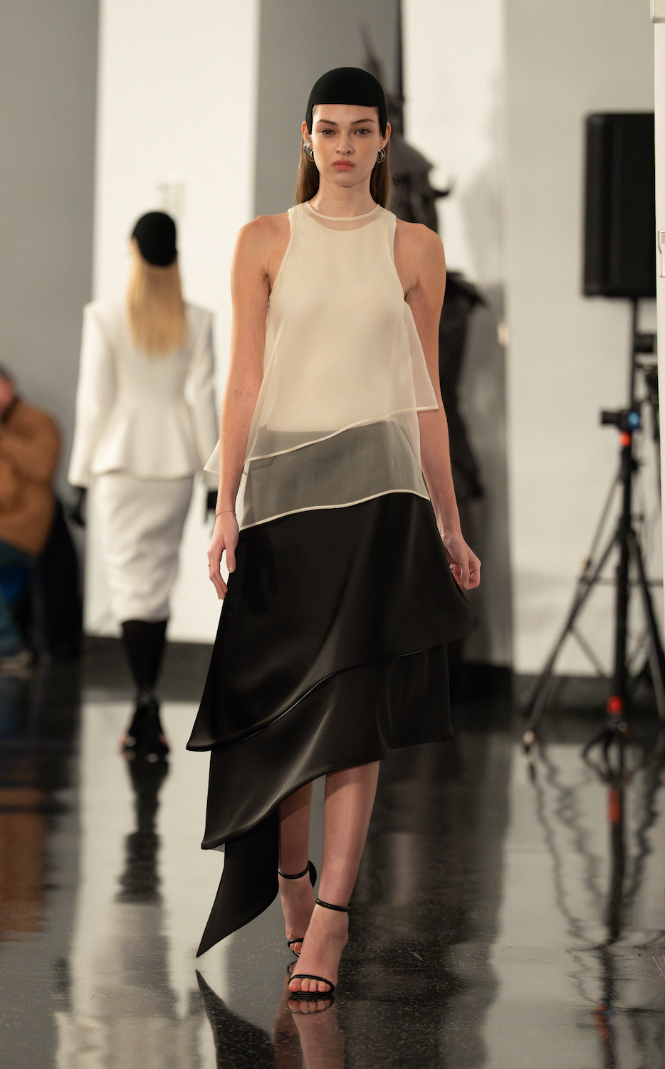 VICKTEERUT Sculptural Vest and Origami Tiered Skirt