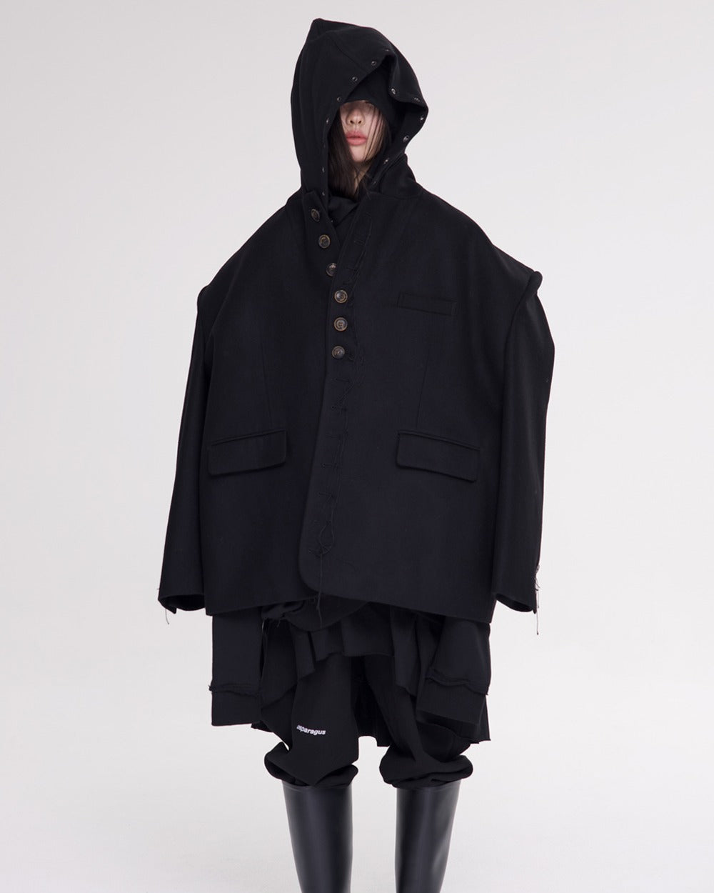 Asymmetrical ZIpper Coat BLACK